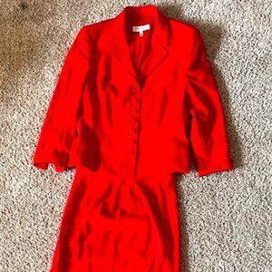 STUNNING VINTAGE Bright Red Wool Escada Suit Set